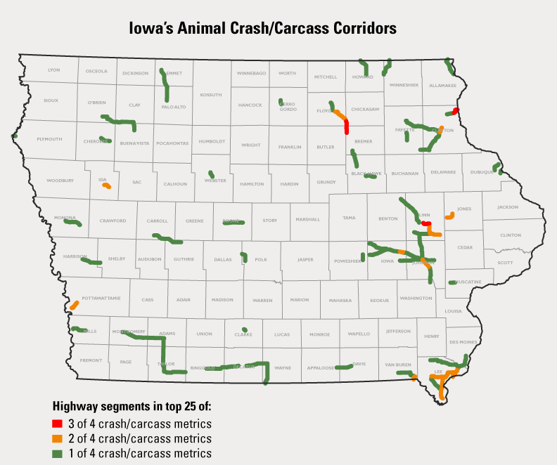 Iowa Department of Transportation on deer crossing signs