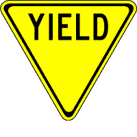 Yellow and red yield signs.