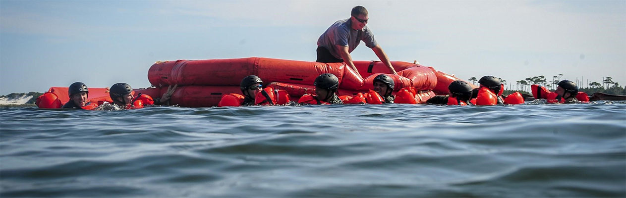 People with rafts