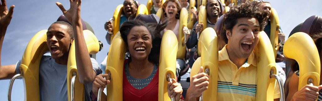 People on a roller coaster