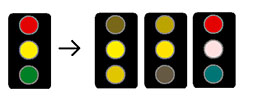 Figure 1. Traffic lights as seen by color blind individuals