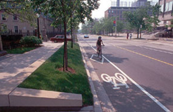 Bike lane on a street that has undergone a road diet