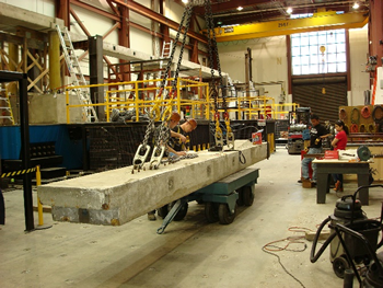 Figure 2. Taking a prefabricated beam to build a bridge