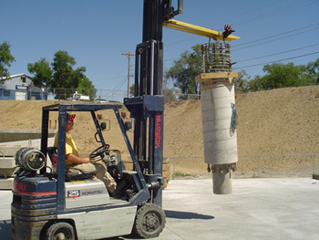 Figure 5. Precast column being moved to attach to footing