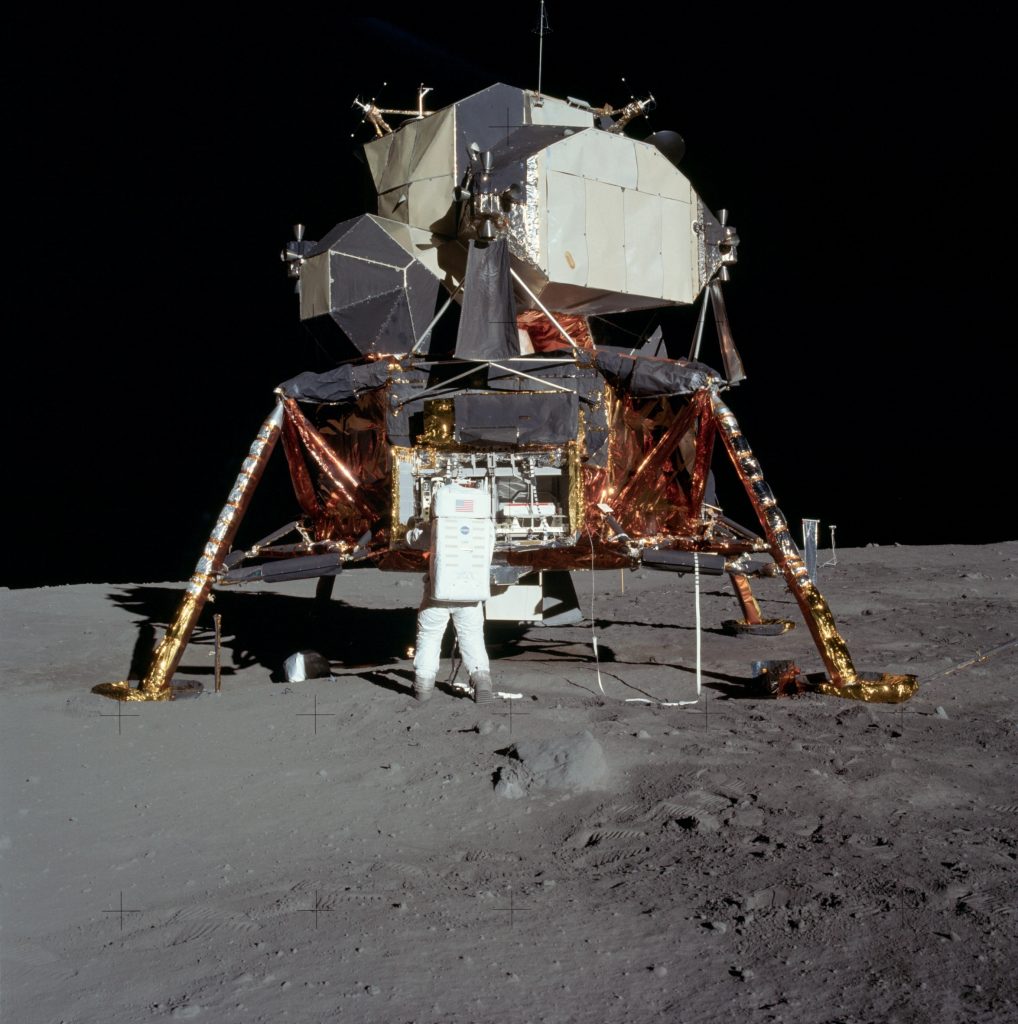 Buzz Aldrin with the Lunar Lander