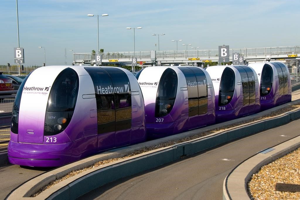 Rapid transit pods at London’s Heathrow Airport.