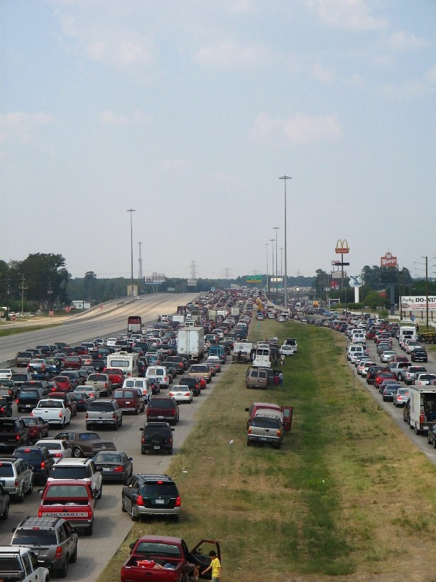 Evacuating Hurricane Rita in Texas, I-45, September 2005