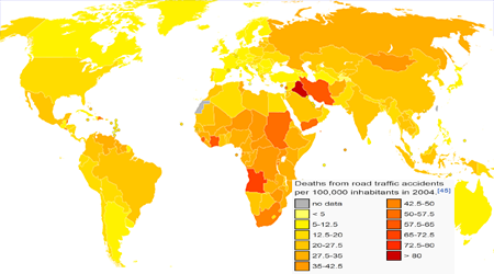 Fatalities of road users per country