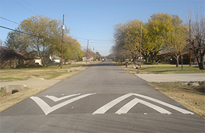 Speed hump on a residential street