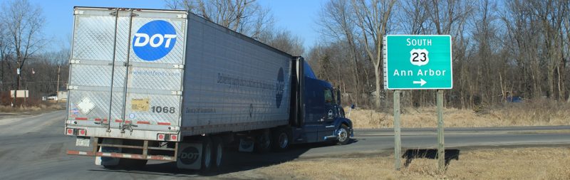 Semitruck turning corner