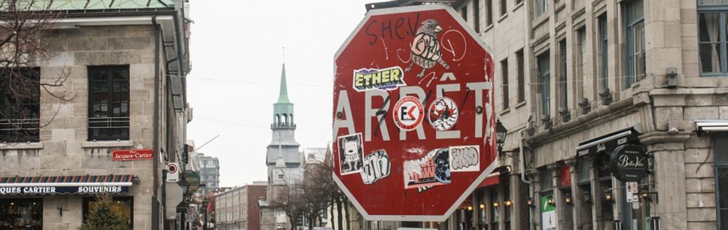 Vandalized stop sign