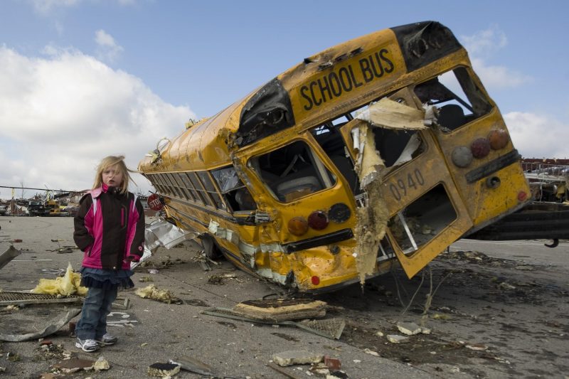 Even a school bus is no match for a tornado