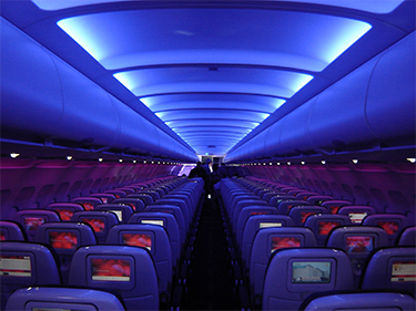 Mood lighting in an aircraft