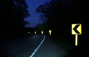 Chevron posts at night