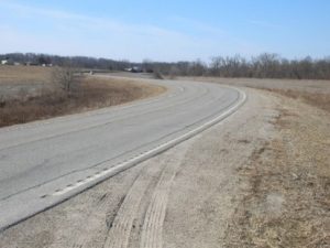 `Four-inch edgeline rumble stripe placement on a rural highway in Iowa